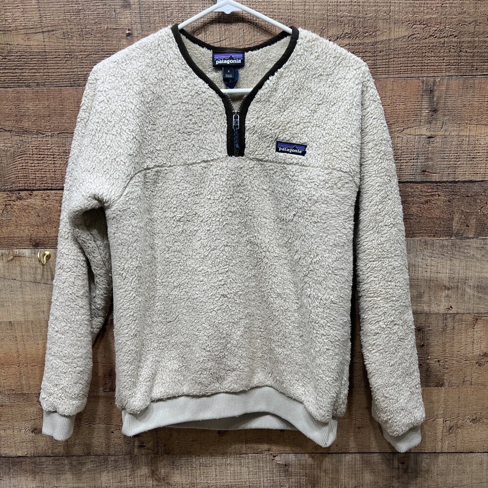 Patagonia Womens Light Tan/cream Color Fuzzy Pull Over Zip Sweater Size Small